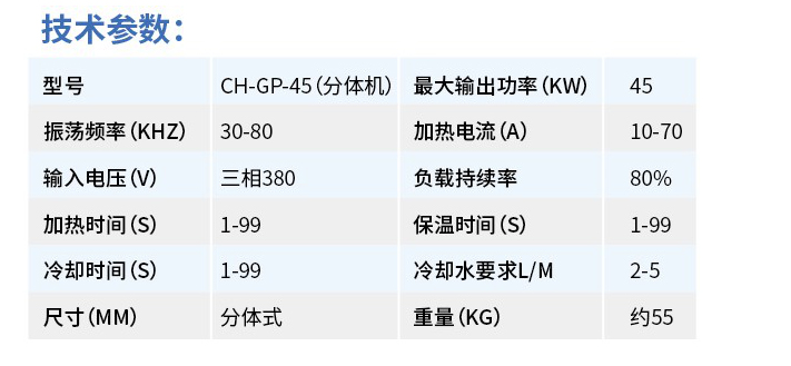 CH-GP-45(分體機(jī)）參數(shù)